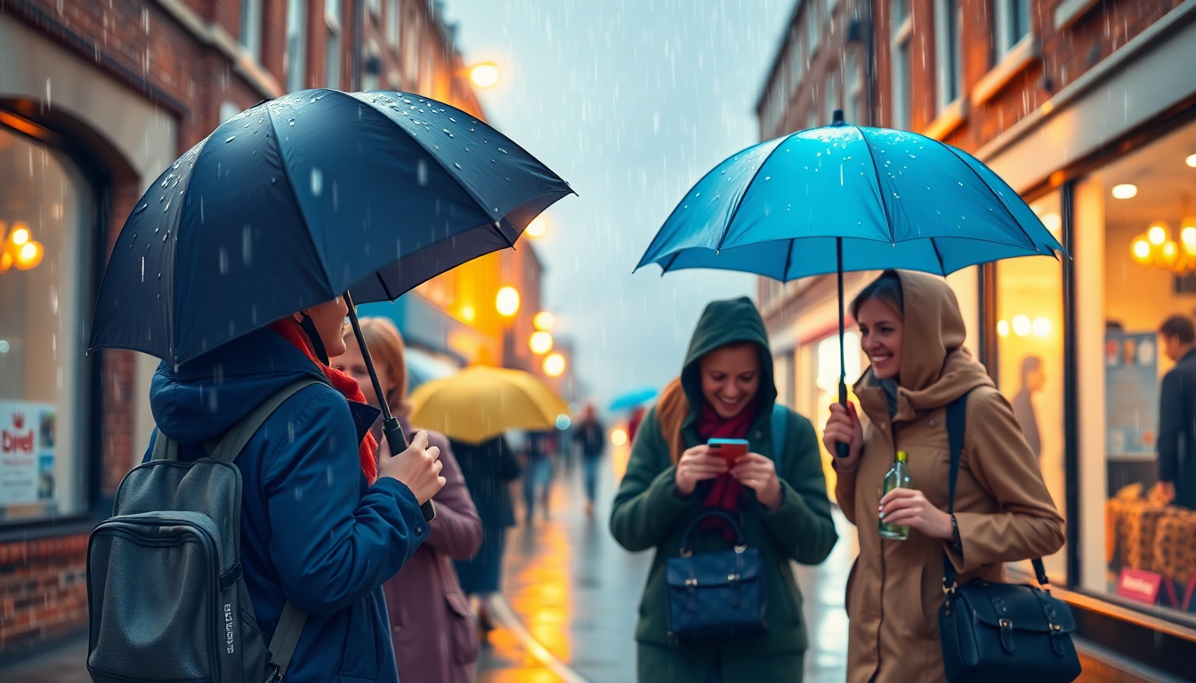 Rainy Weather Celebrated with British Humour in Newcastle