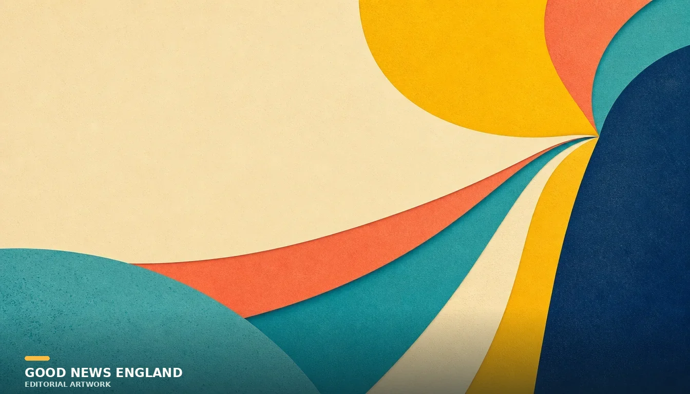 Abstract Good News England editorial artwork.