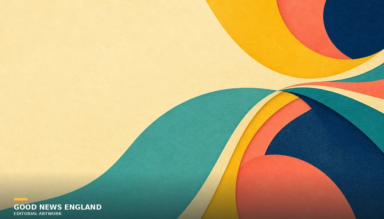 Abstract Good News England editorial artwork.