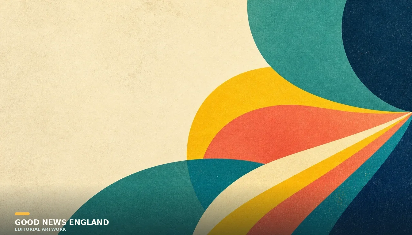 Abstract Good News England editorial artwork.