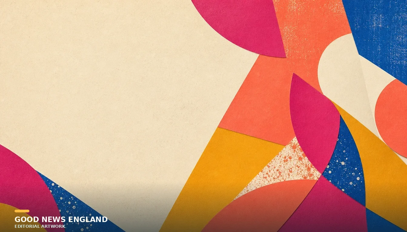 Abstract Good News England editorial artwork.