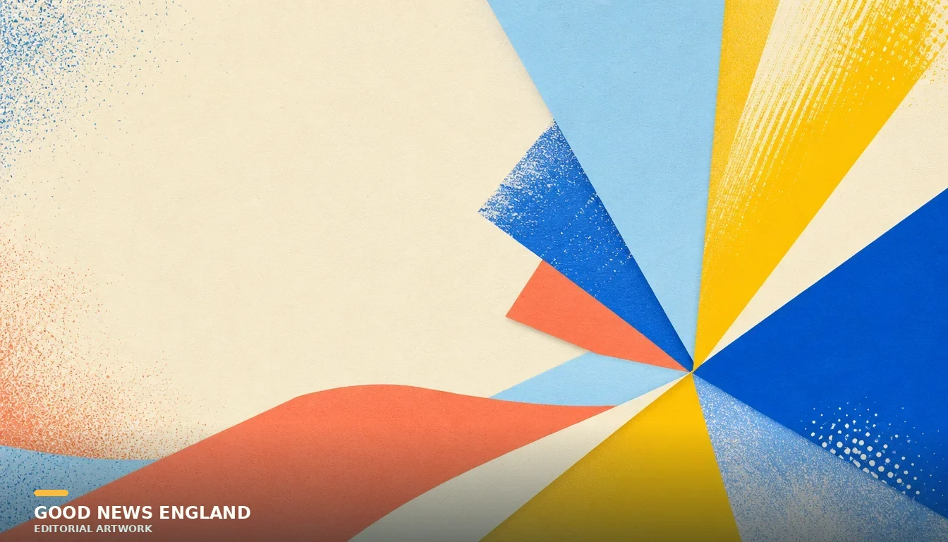Abstract Good News England editorial artwork.