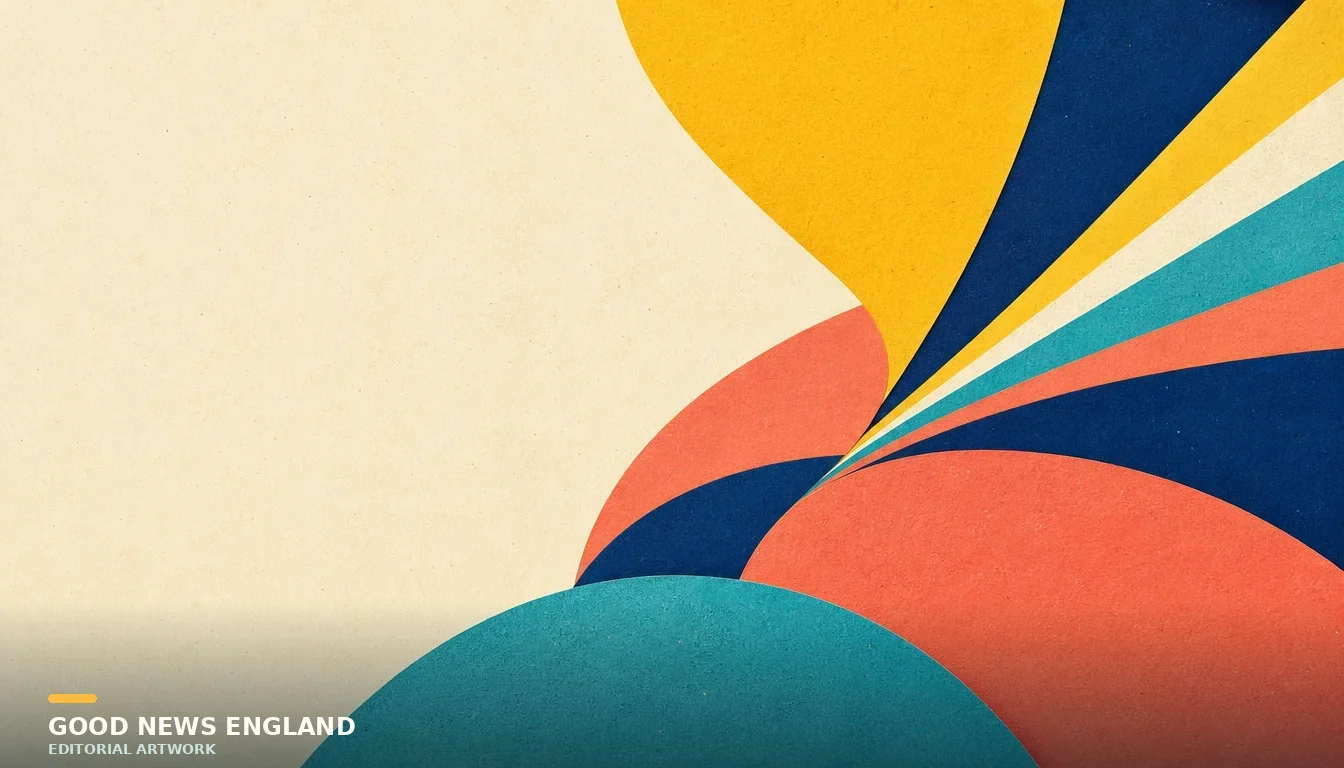 Abstract Good News England editorial artwork.